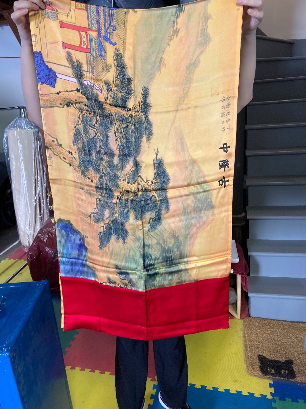 Chinese silk scarf wrap or shawl - unused